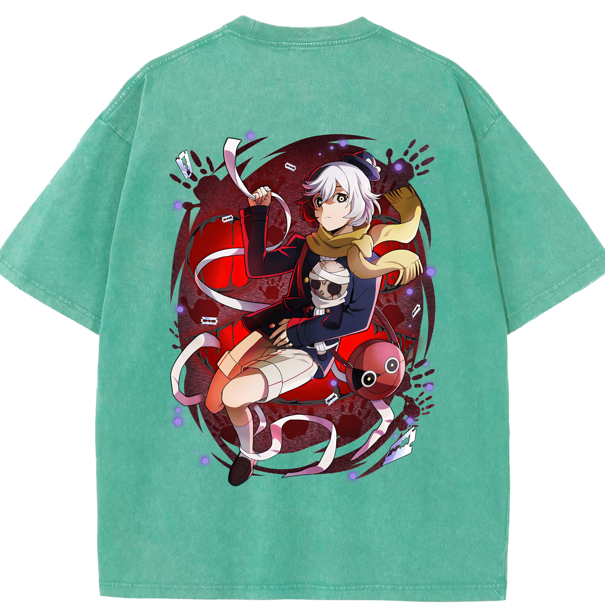 （画像用） 文豪ストレイドッグス Bungo Stray Dogs 綿100% ヴィンテージ風 半袖Tシャツ（背面プリント）